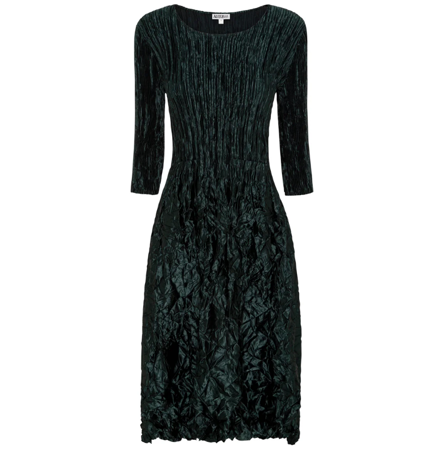3/4 SLEEVE SMASH POCKET DRESS - GLOSSY(ADC544)