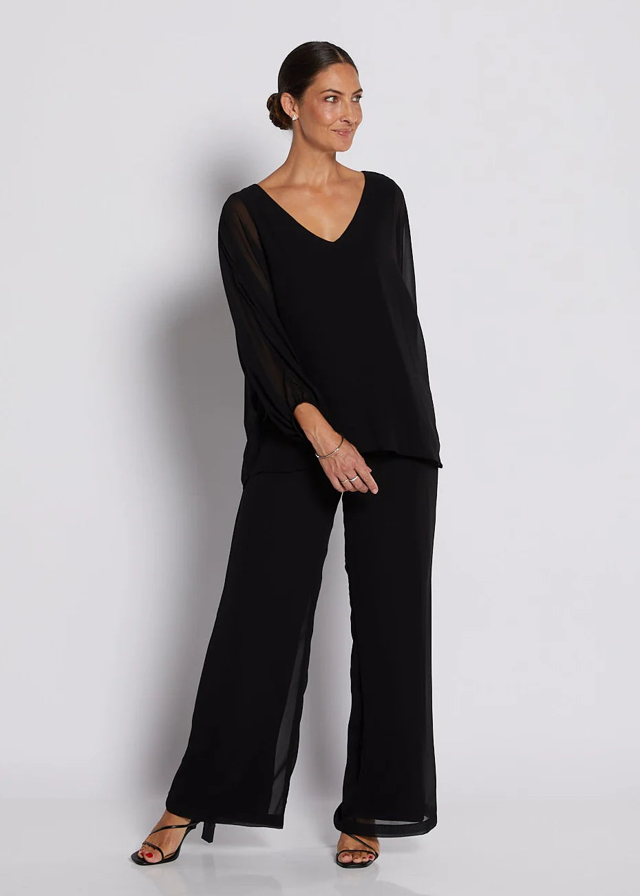 Chiffon Overlay Slinky Jersey Pants (Roma.W26)