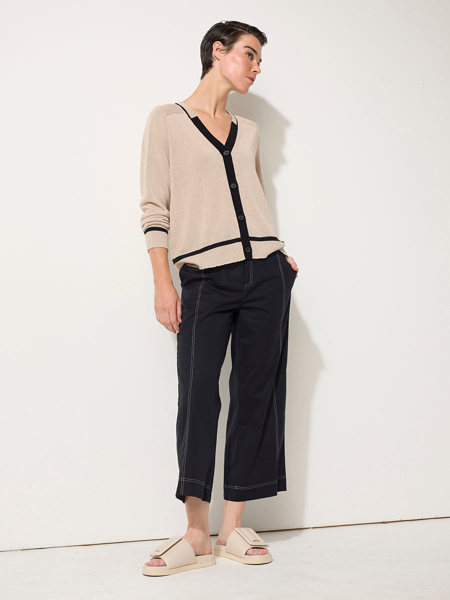 Contrast Trim Cardi (YTMP3637)