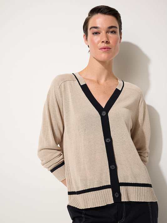 Contrast Trim Cardi (YTMP3637)