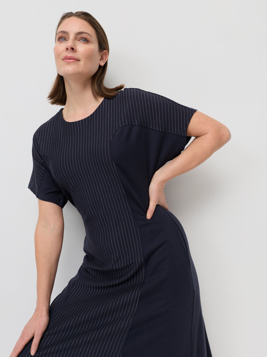 Pinstripe Ponte Midi Dress (YTMP9368)