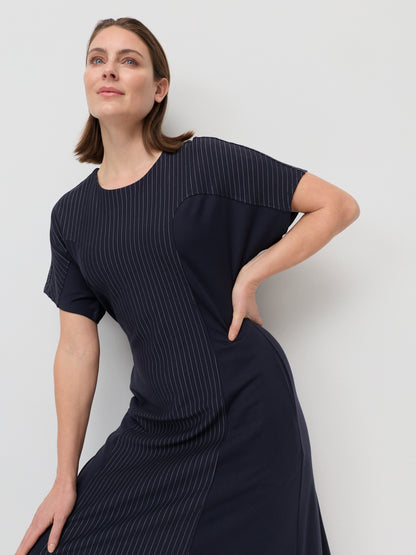 Pinstripe Ponte Midi Dress (YTMP9368)