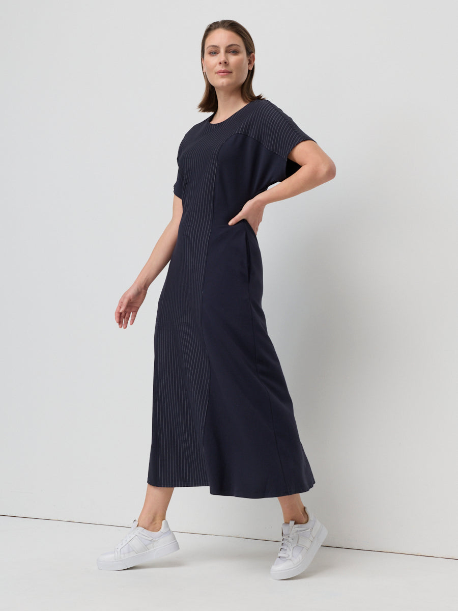 Pinstripe Ponte Midi Dress (YTMP9368)