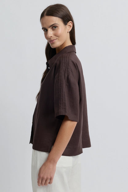 Tirari Short Sleeve Linen Essence Shirt (YTWN4388)