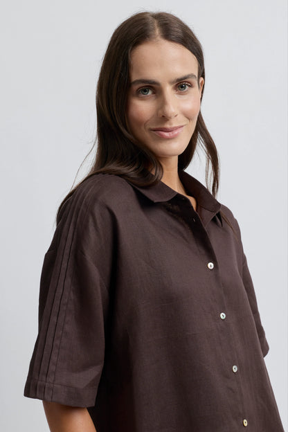 Tirari Short Sleeve Linen Essence Shirt (YTWN4388)