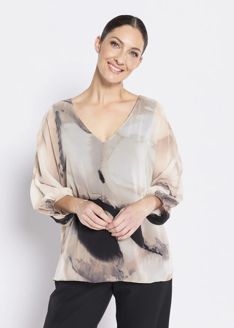 Vintage Chiffon Overlay Blouse (Crest.W26)