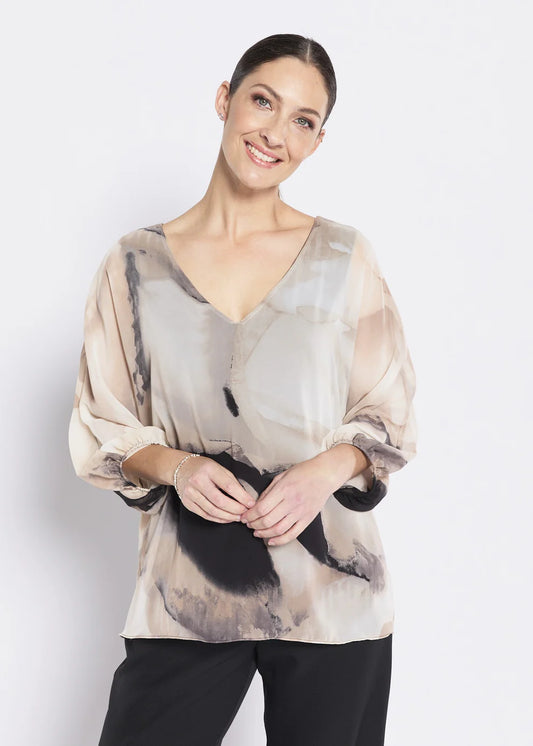 Vintage Chiffon Overlay Blouse (Crest.W26)