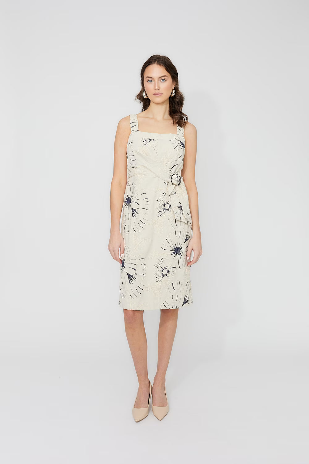 Floral Belted Sheath Dress (261246)