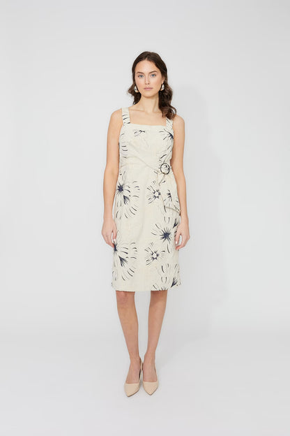 Floral Belted Sheath Dress (261246)