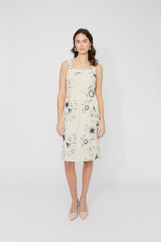 Floral Belted Sheath Dress (261246)