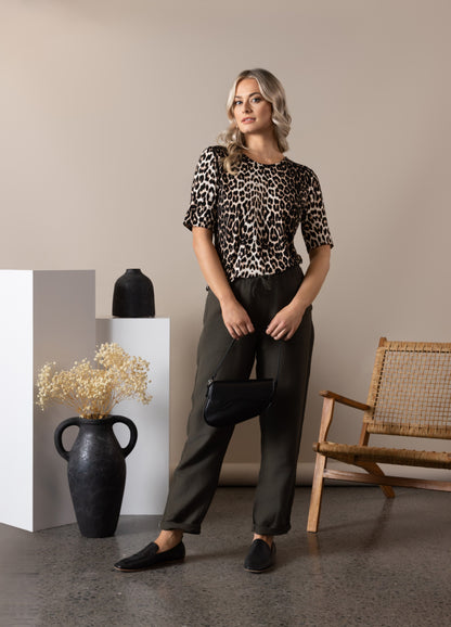 3/4 Round Neck Knit Top (4329)